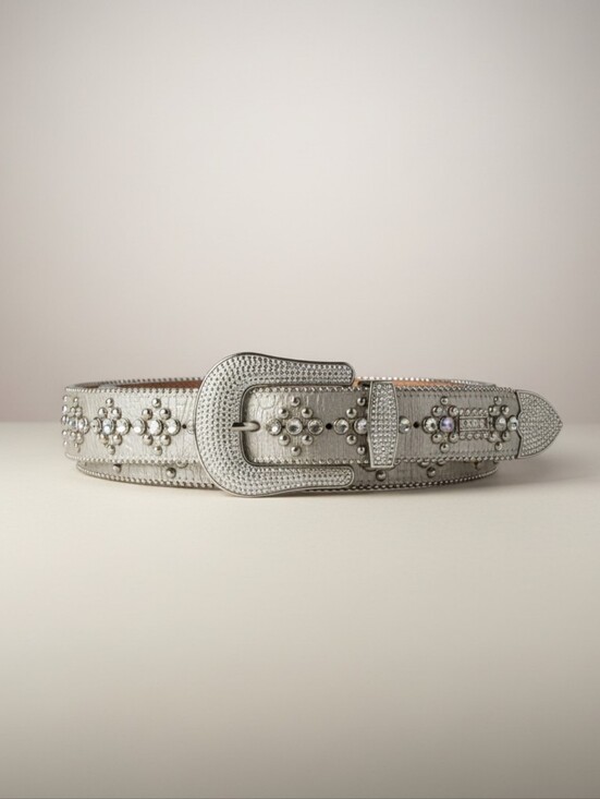 b.b. Simon Swarovski Crystal Encrusted Leather Belt Beautiful Preloved Condition main image 5